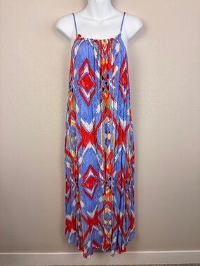 C&C California Boho Double Cloth Gauze Colorful Maxi Dress - Size Medium